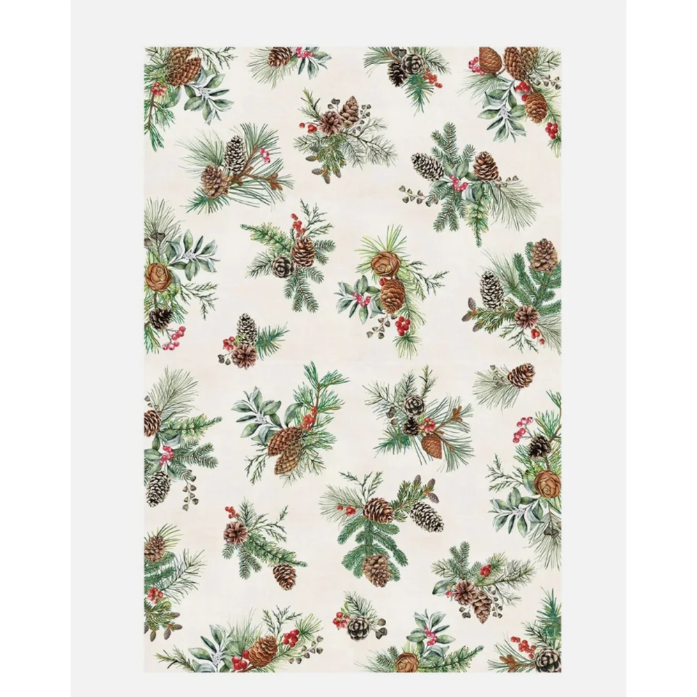 Michel Design Works Set Christmas White‎ Spruce Tablecloth w/ Double Oven Glove